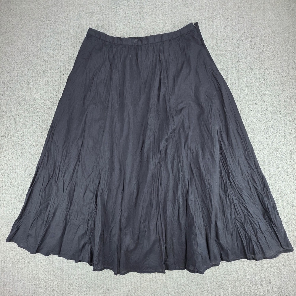 Dana Buchman A-Line Midi Skirt Women Black Cotton Lined Casual Classic 12